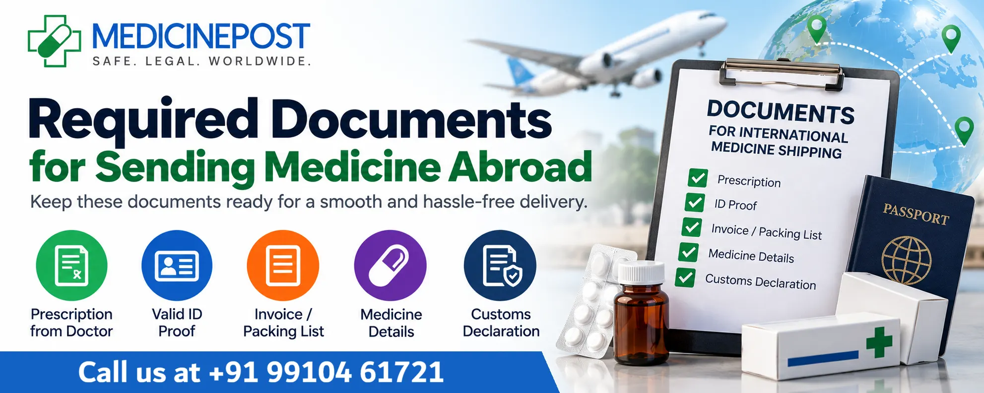 Documents required for medicine courier from India to Uk — prescription, pharmacy bill, KYC ID proof and customs declaration