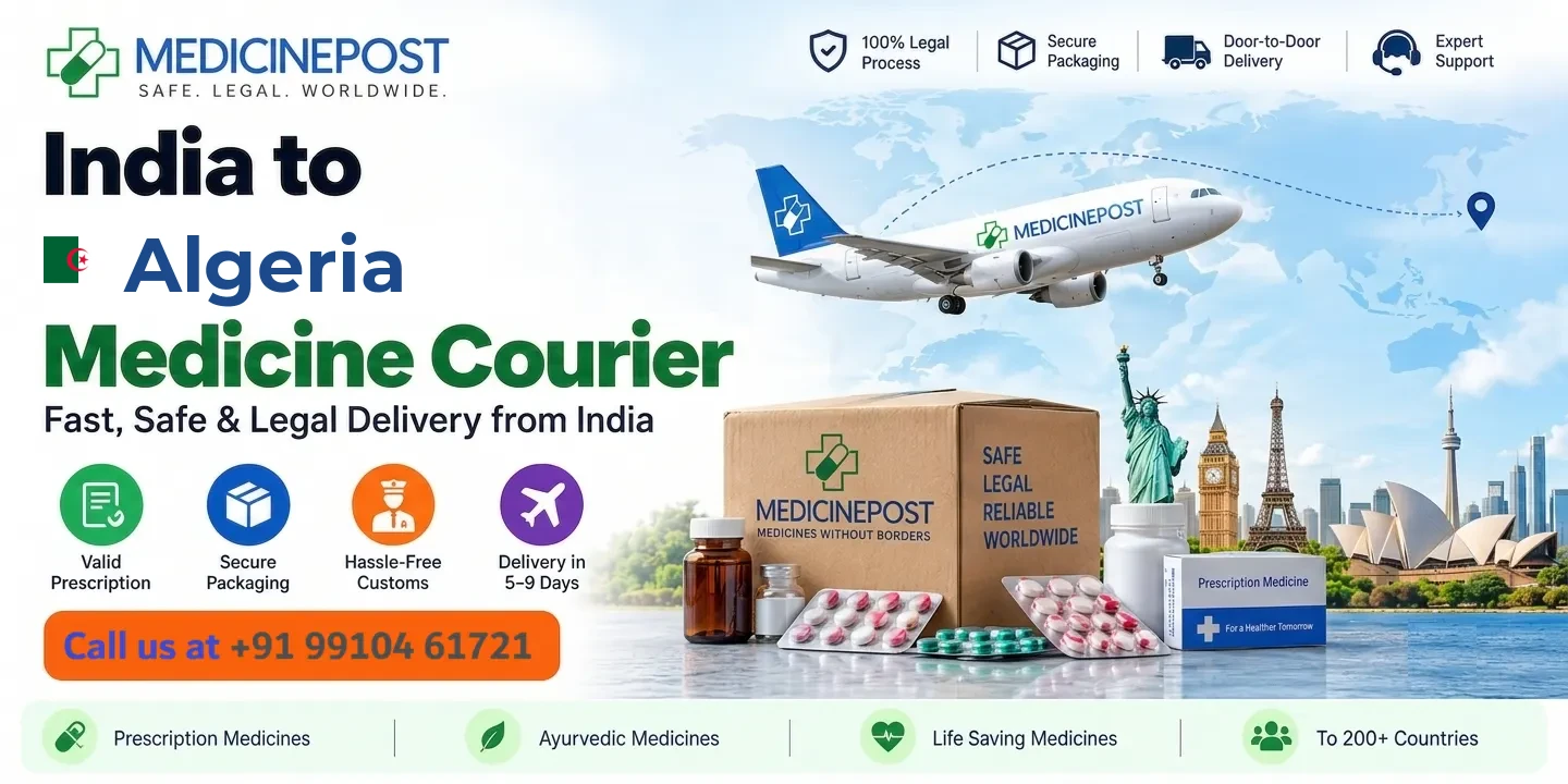 Medicine courier from India to Algeria — prescription, Ayurvedic and cold-chain medicines with legal doorstep delivery