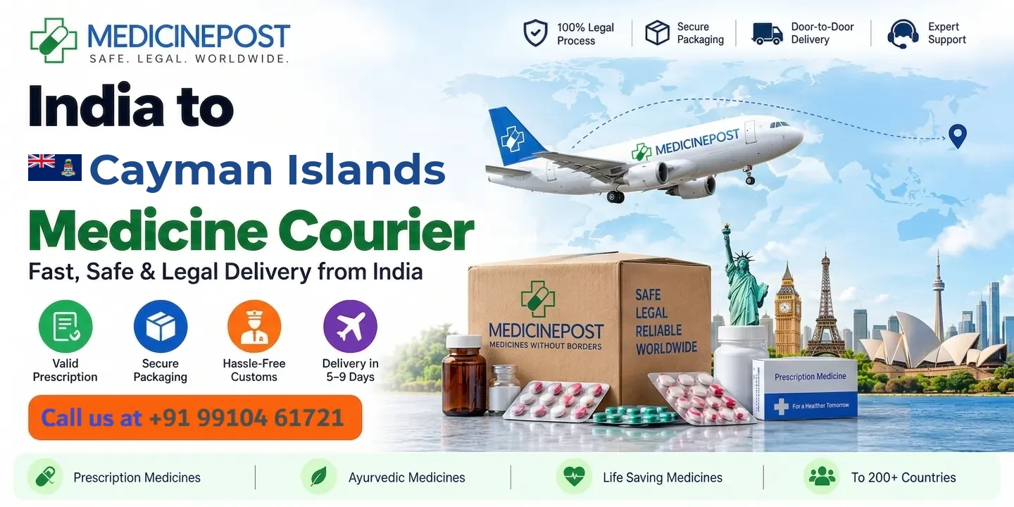 Medicine courier from India to Cayman Islands — prescription, Ayurvedic and cold-chain medicines with legal doorstep delivery