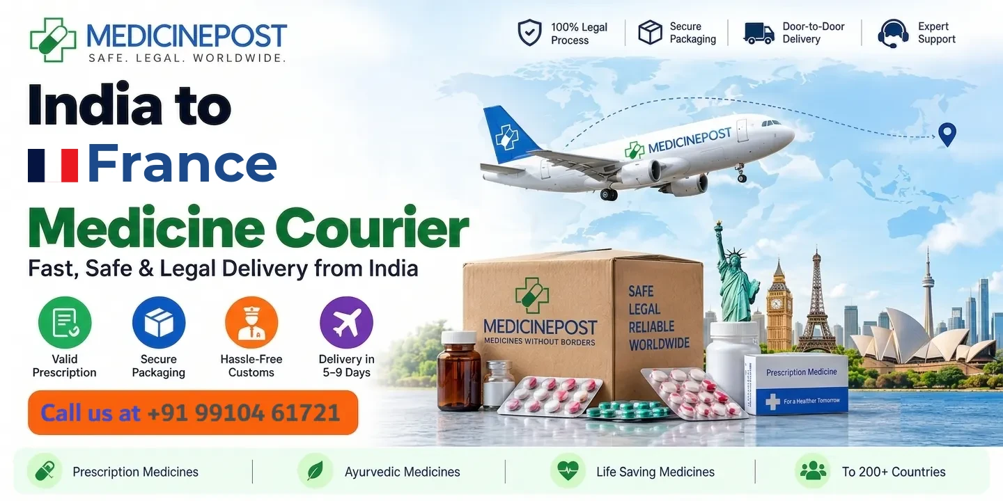 Medicine courier from India to France — prescription, Ayurvedic and cold-chain medicines with legal doorstep delivery