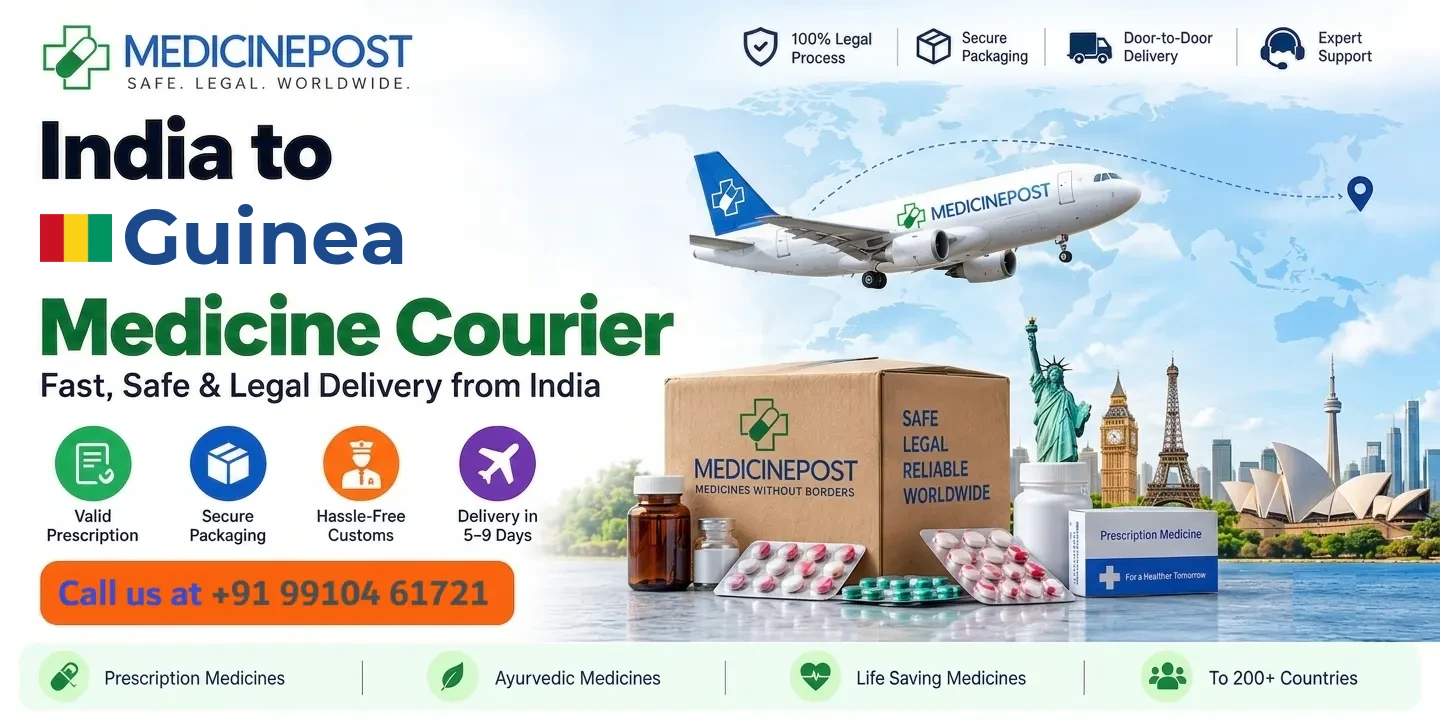 Medicine courier from India to Guinea — prescription, Ayurvedic and cold-chain medicines with legal doorstep delivery