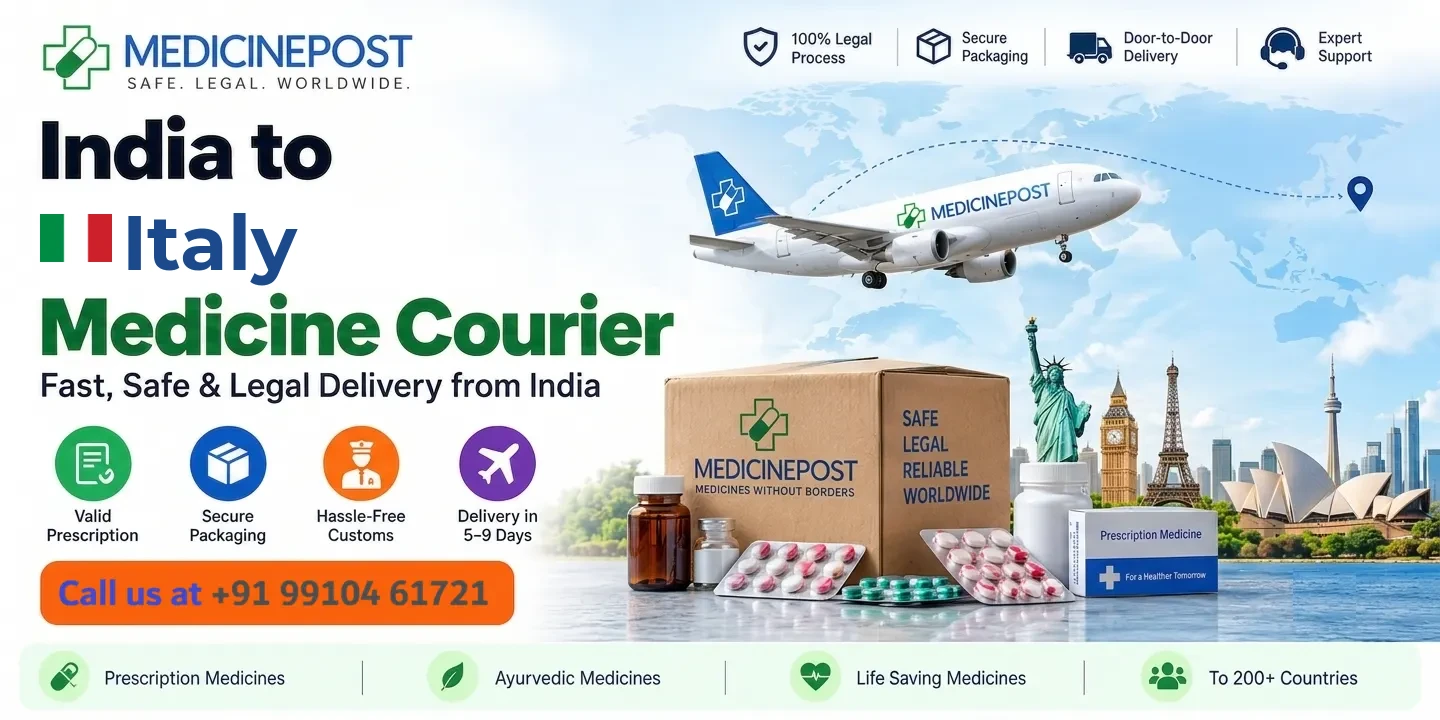 Medicine courier from India to Italy — prescription, Ayurvedic and cold-chain medicines with legal doorstep delivery