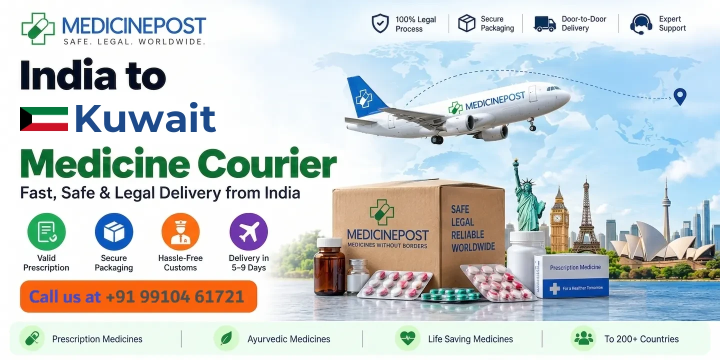 Medicine courier from India to Kuwait — prescription, Ayurvedic and cold-chain medicines with legal doorstep delivery